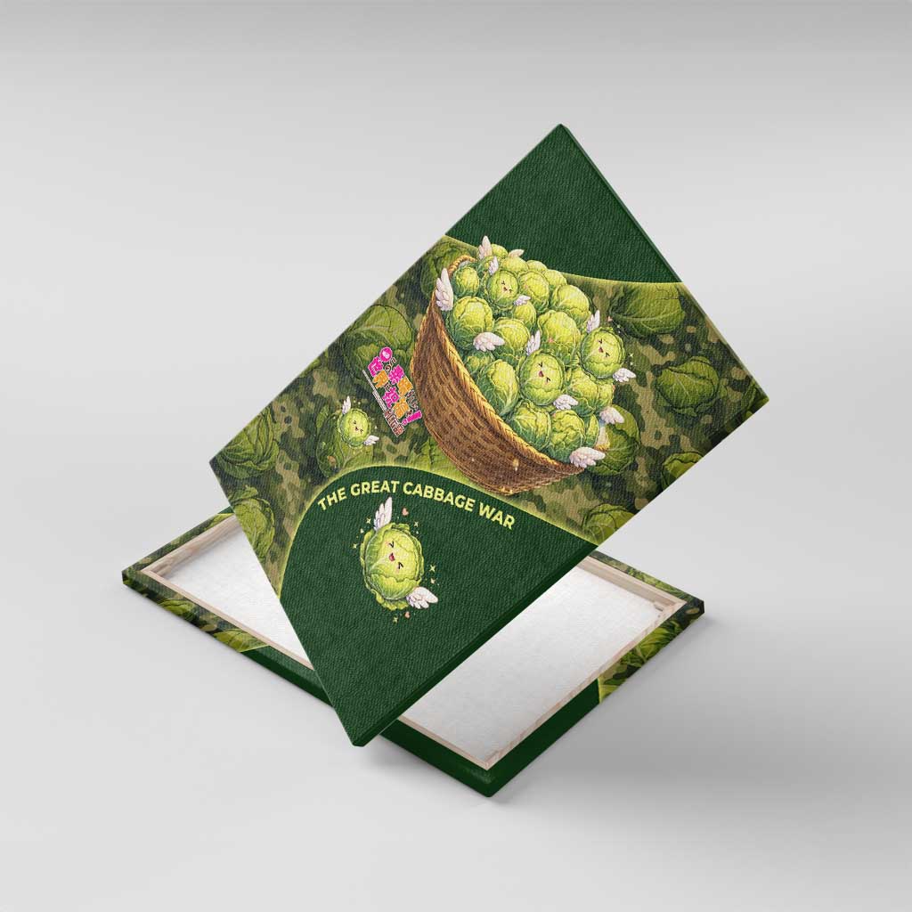 The Great Cabbage War Canvas Wall Art Whimsical Fantasy Game Art Style