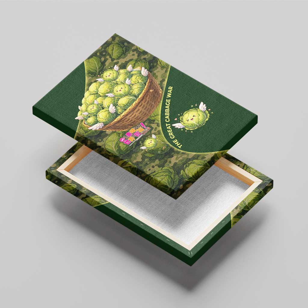 The Great Cabbage War Canvas Wall Art Whimsical Fantasy Game Art Style