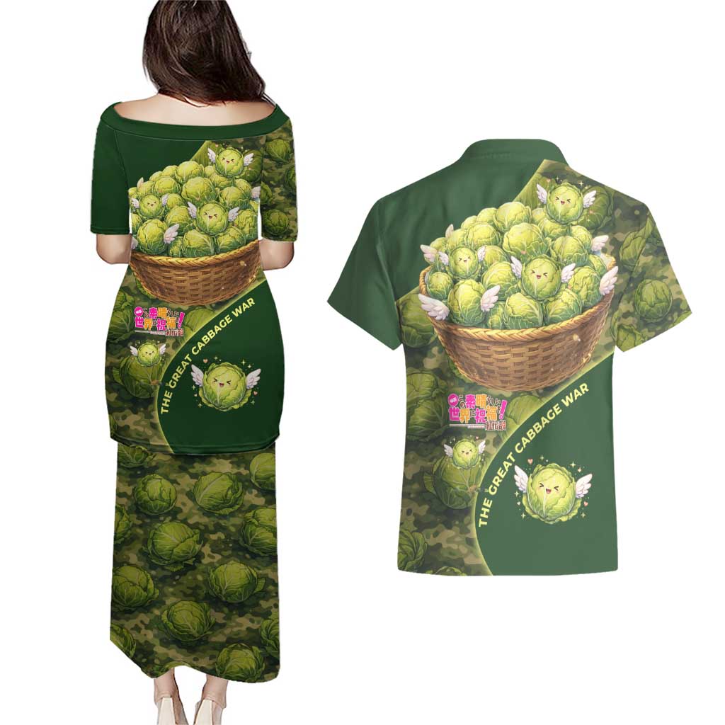 The Great Cabbage War Couples Matching Puletasi and Hawaiian Shirt Whimsical Fantasy Game Art Style