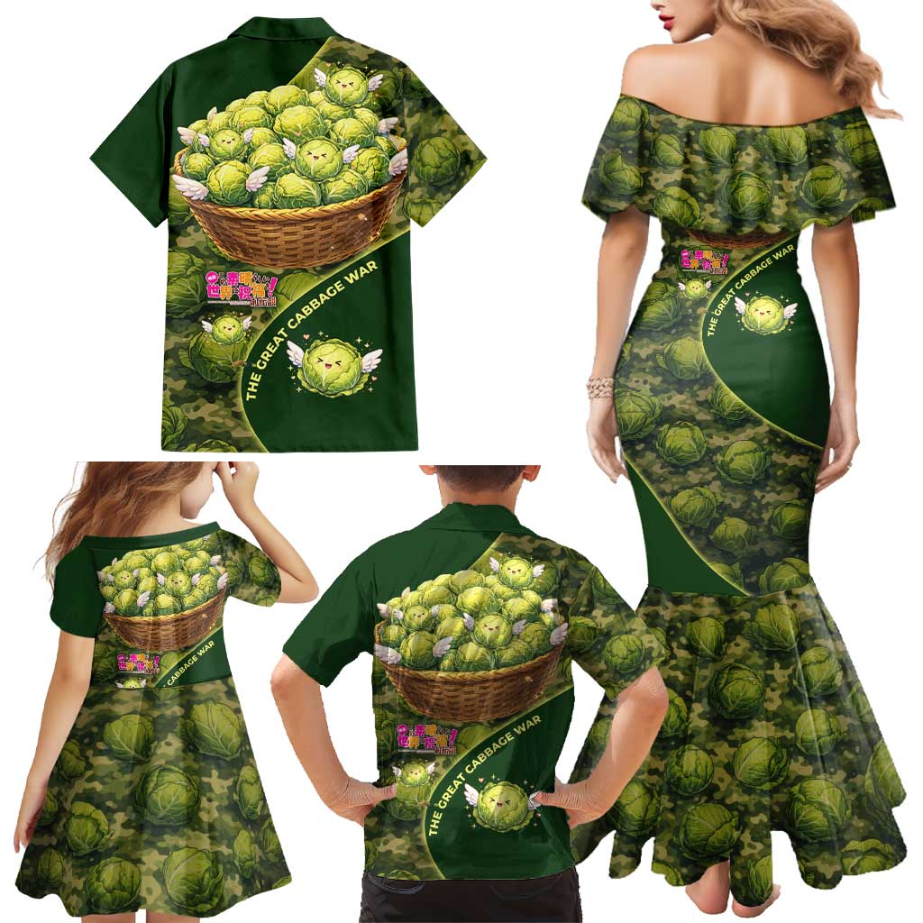 The Great Cabbage War Family Matching Mermaid Dress and Hawaiian Shirt Whimsical Fantasy Game Art Style