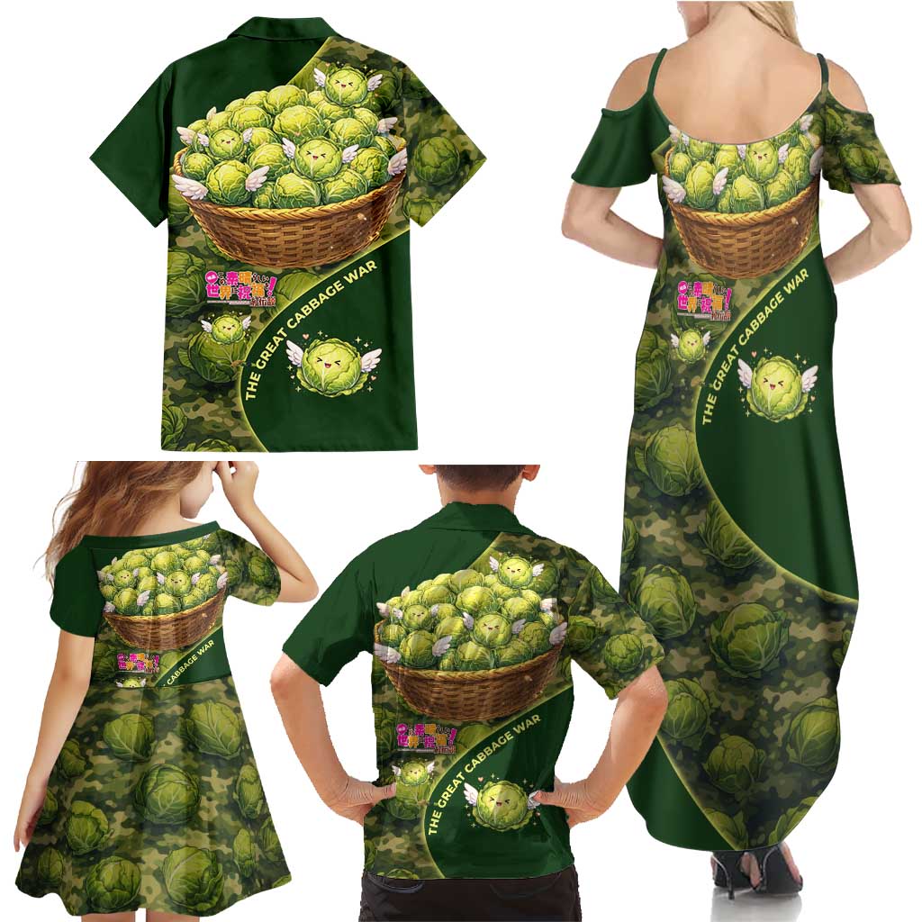 The Great Cabbage War Family Matching Summer Maxi Dress and Hawaiian Shirt Whimsical Fantasy Game Art Style