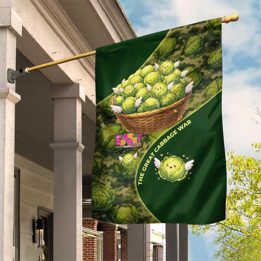 The Great Cabbage War Garden Flag Whimsical Fantasy Game Art Style