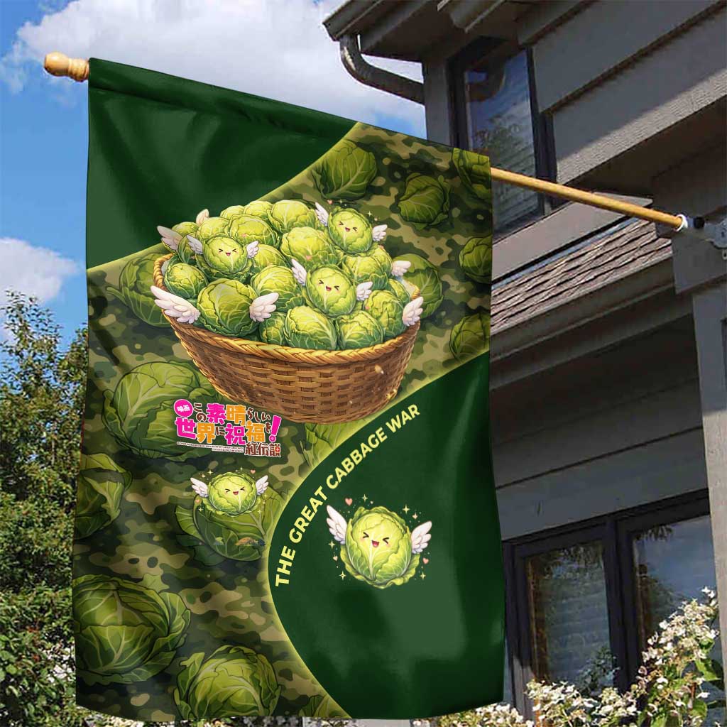The Great Cabbage War Garden Flag Whimsical Fantasy Game Art Style