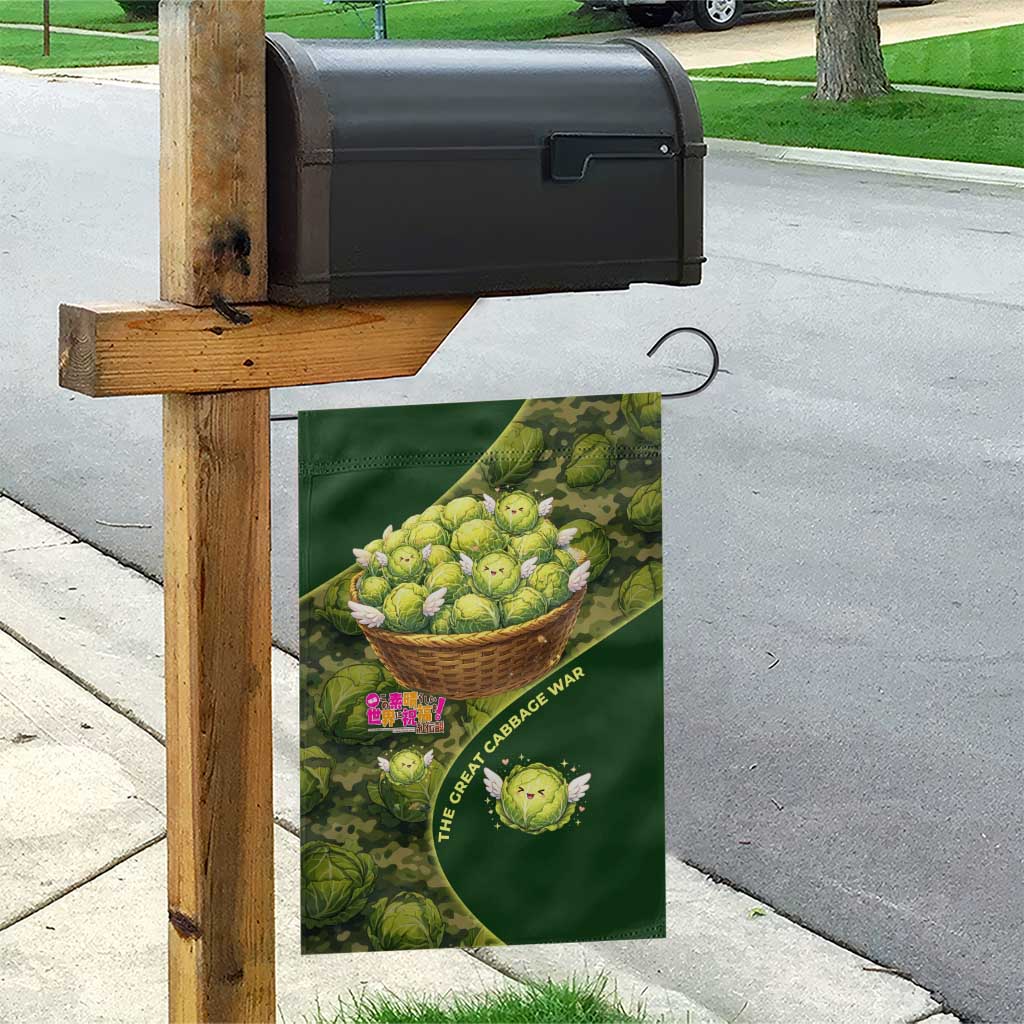 The Great Cabbage War Garden Flag Whimsical Fantasy Game Art Style