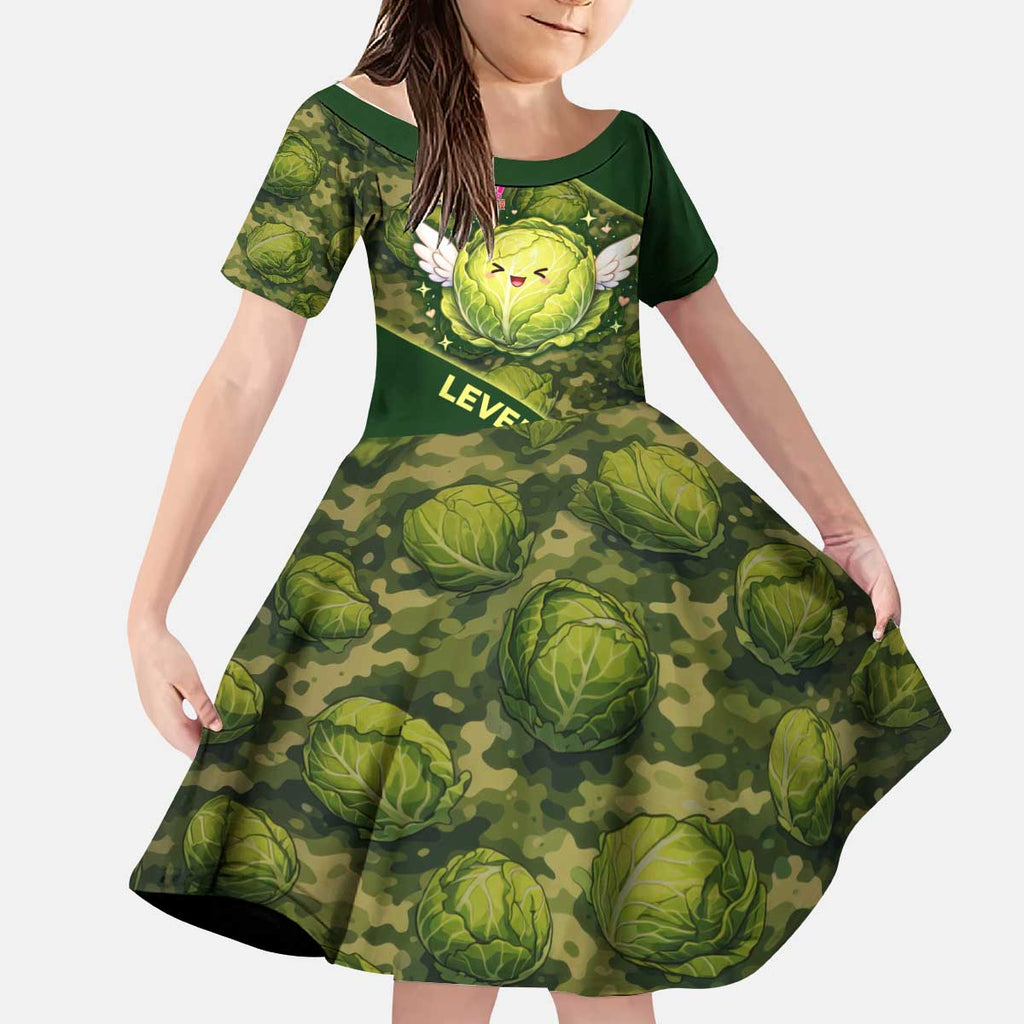 The Great Cabbage War Kid Short Sleeve Dress Whimsical Fantasy Game Art Style