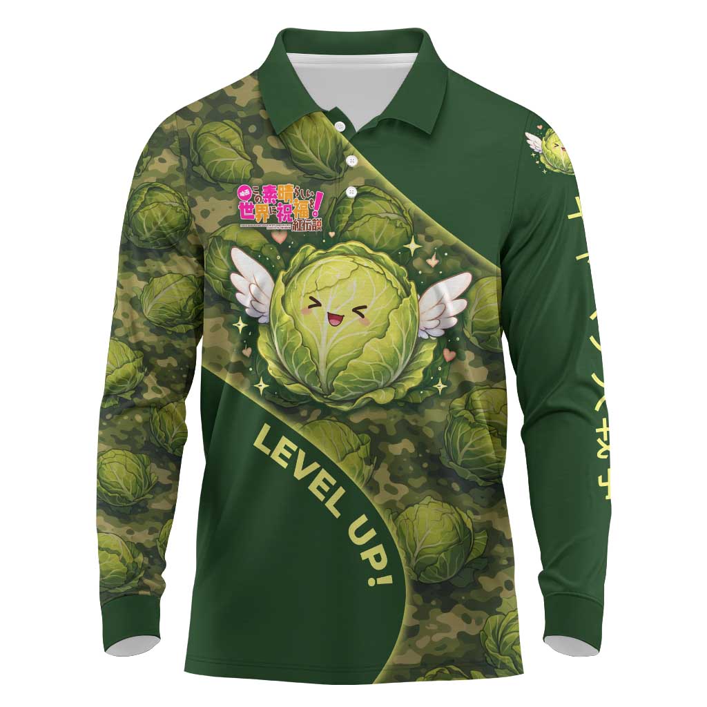 The Great Cabbage War Long Sleeve Polo Shirt Whimsical Fantasy Game Art Style
