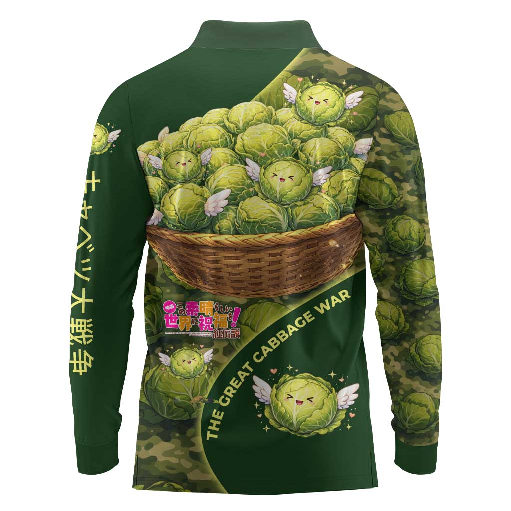 The Great Cabbage War Long Sleeve Polo Shirt Whimsical Fantasy Game Art Style