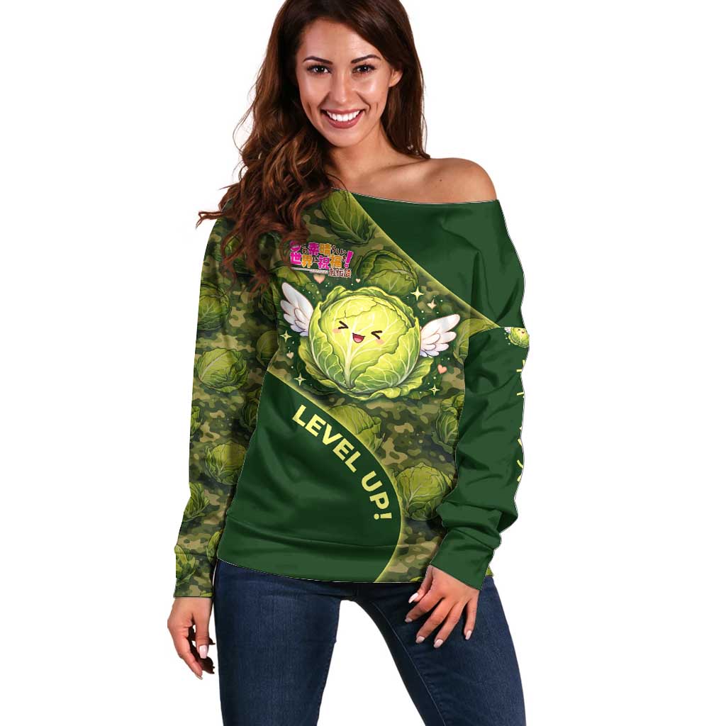 The Great Cabbage War Off Shoulder Sweater Whimsical Fantasy Game Art Style