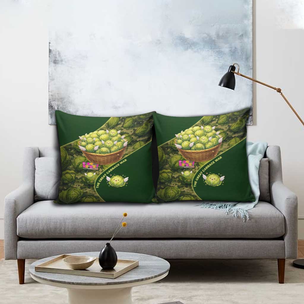 The Great Cabbage War Pillow Cover Whimsical Fantasy Game Art Style
