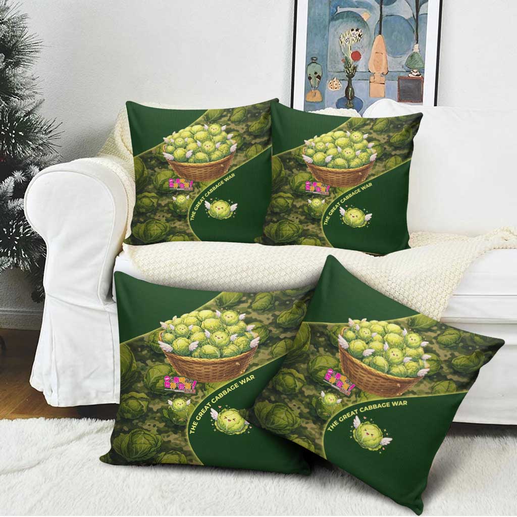 The Great Cabbage War Pillow Cover Whimsical Fantasy Game Art Style