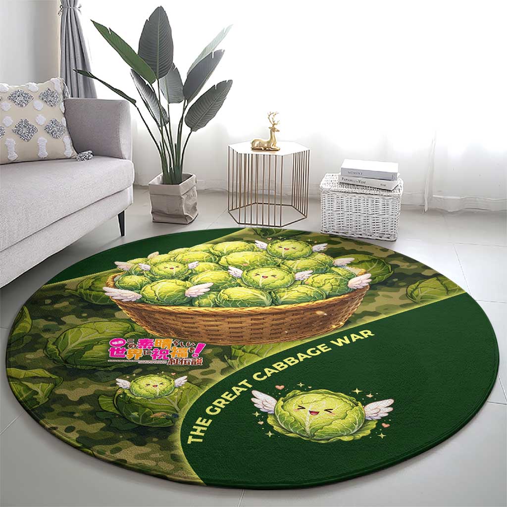 The Great Cabbage War Round Carpet Whimsical Fantasy Game Art Style