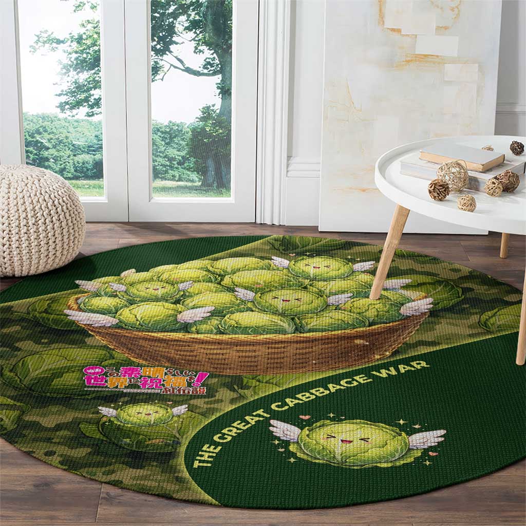 The Great Cabbage War Round Carpet Whimsical Fantasy Game Art Style