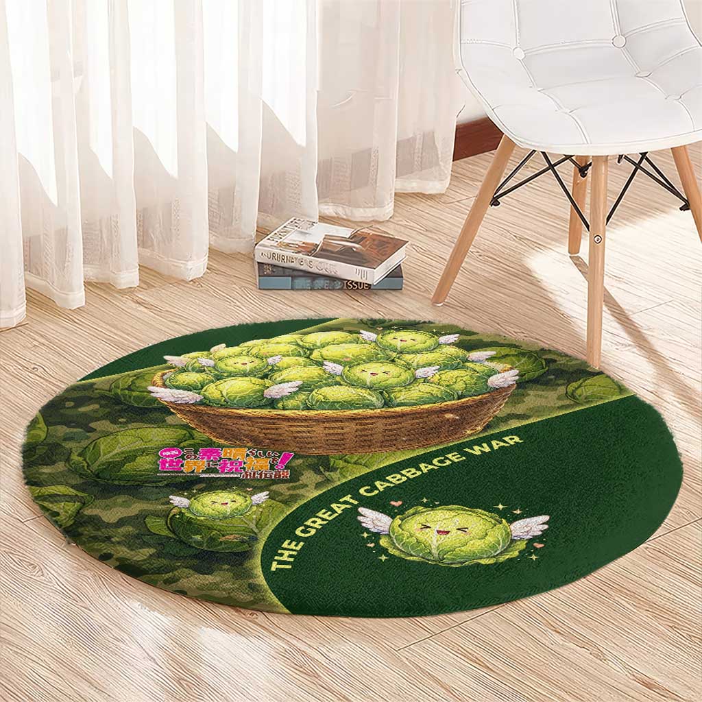 The Great Cabbage War Round Carpet Whimsical Fantasy Game Art Style