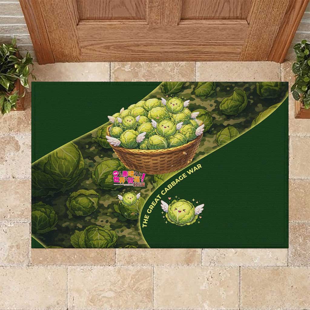 The Great Cabbage War Rubber Doormat Whimsical Fantasy Game Art Style