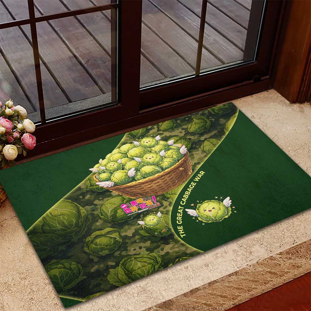 The Great Cabbage War Rubber Doormat Whimsical Fantasy Game Art Style