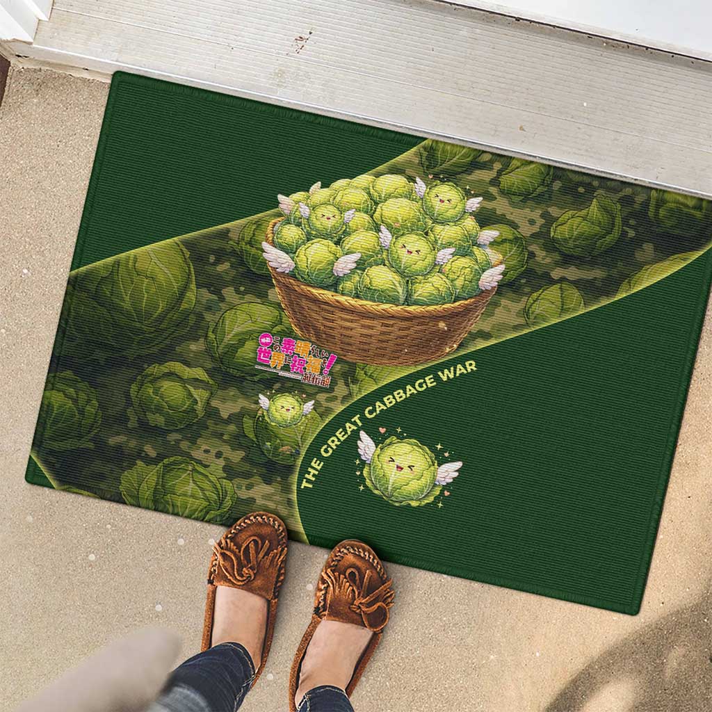 The Great Cabbage War Rubber Doormat Whimsical Fantasy Game Art Style