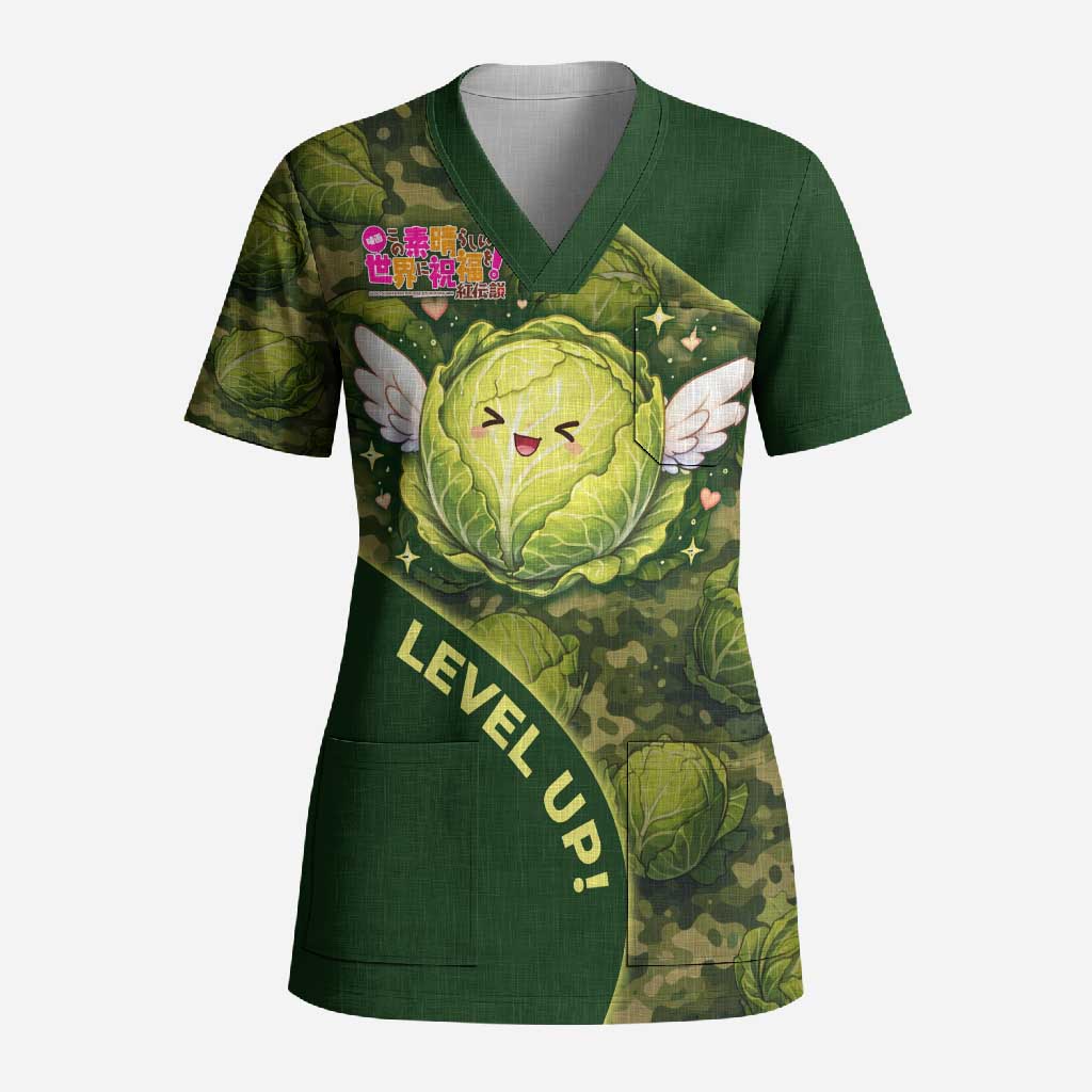 The Great Cabbage War Scrub Top Whimsical Fantasy Game Art Style
