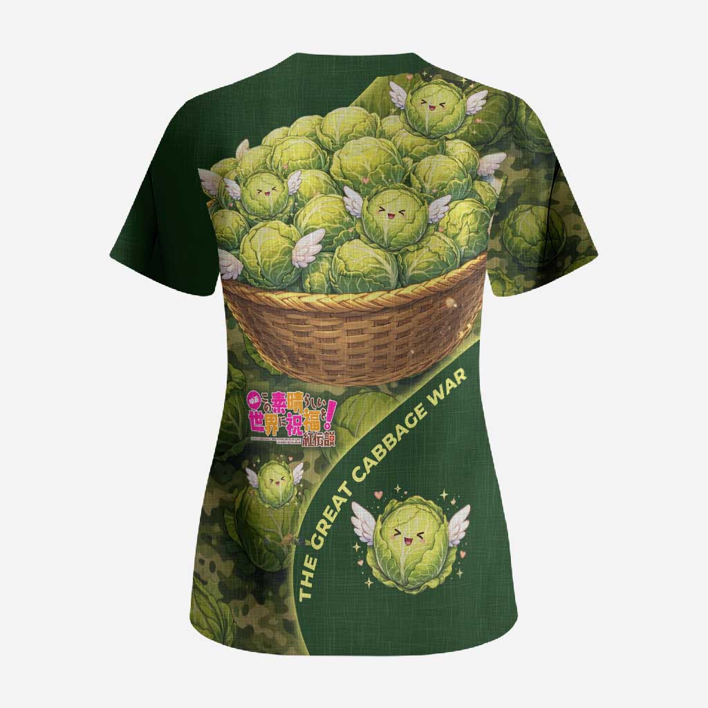The Great Cabbage War Scrub Top Whimsical Fantasy Game Art Style