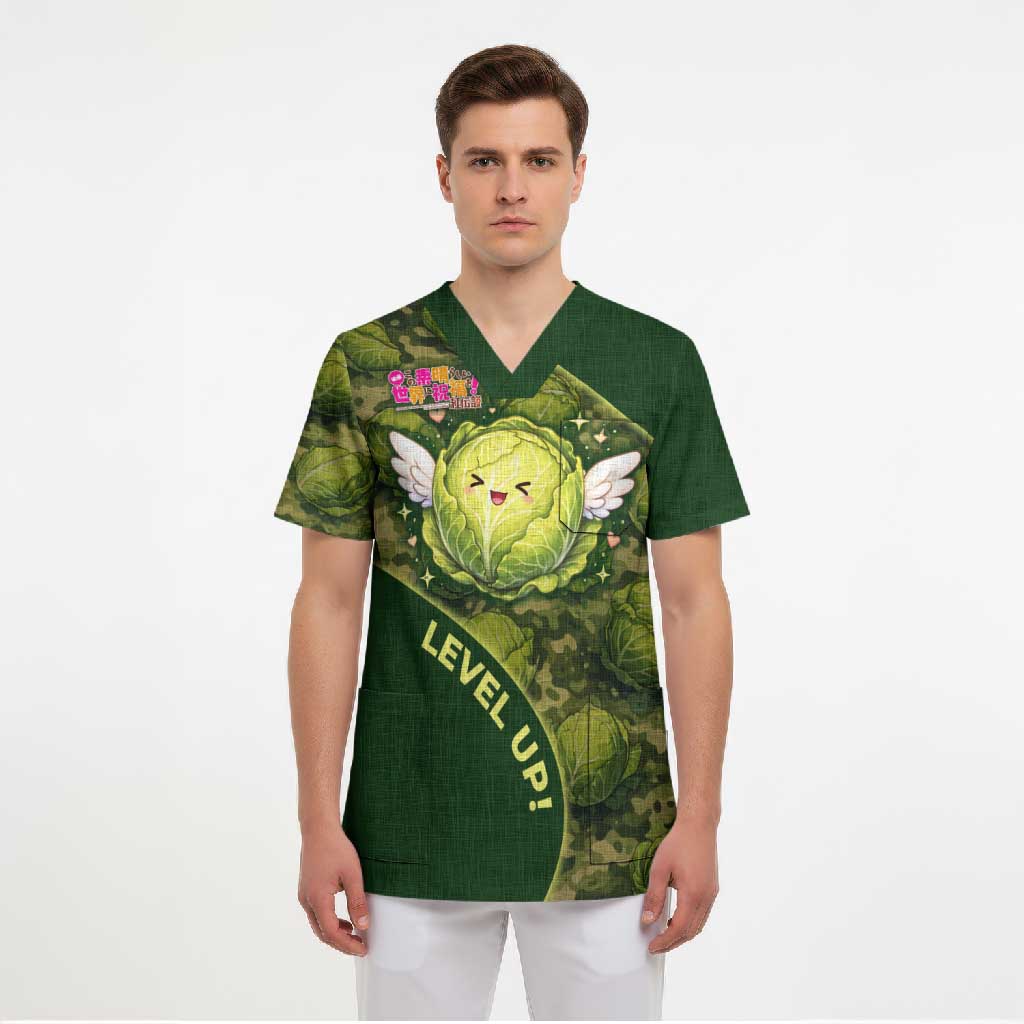 The Great Cabbage War Scrub Top Whimsical Fantasy Game Art Style
