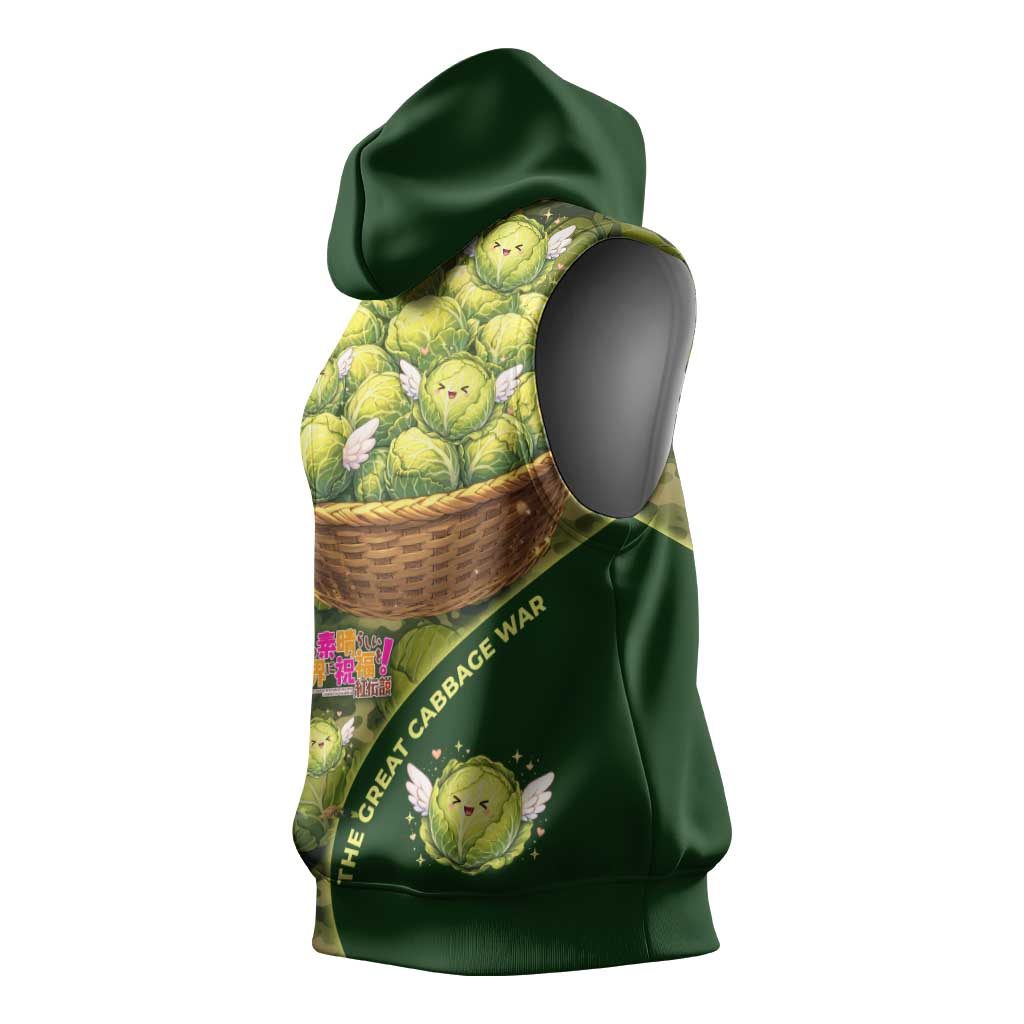 The Great Cabbage War Sleeveless Hoodie Whimsical Fantasy Game Art Style