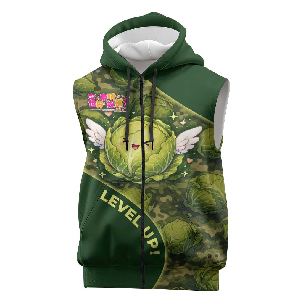 The Great Cabbage War Sleeveless Zip Hoodie Whimsical Fantasy Game Art Style