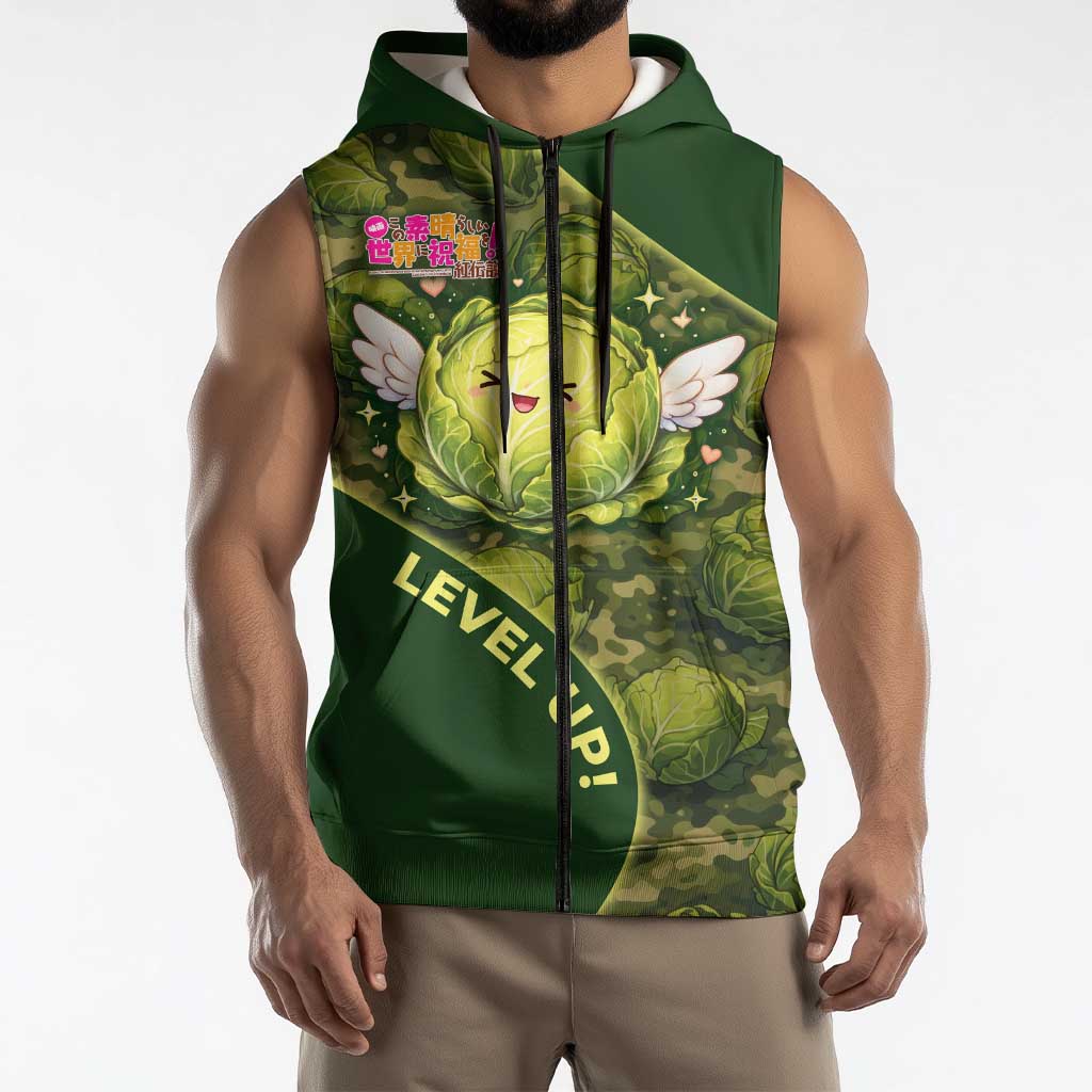 The Great Cabbage War Sleeveless Zip Hoodie Whimsical Fantasy Game Art Style