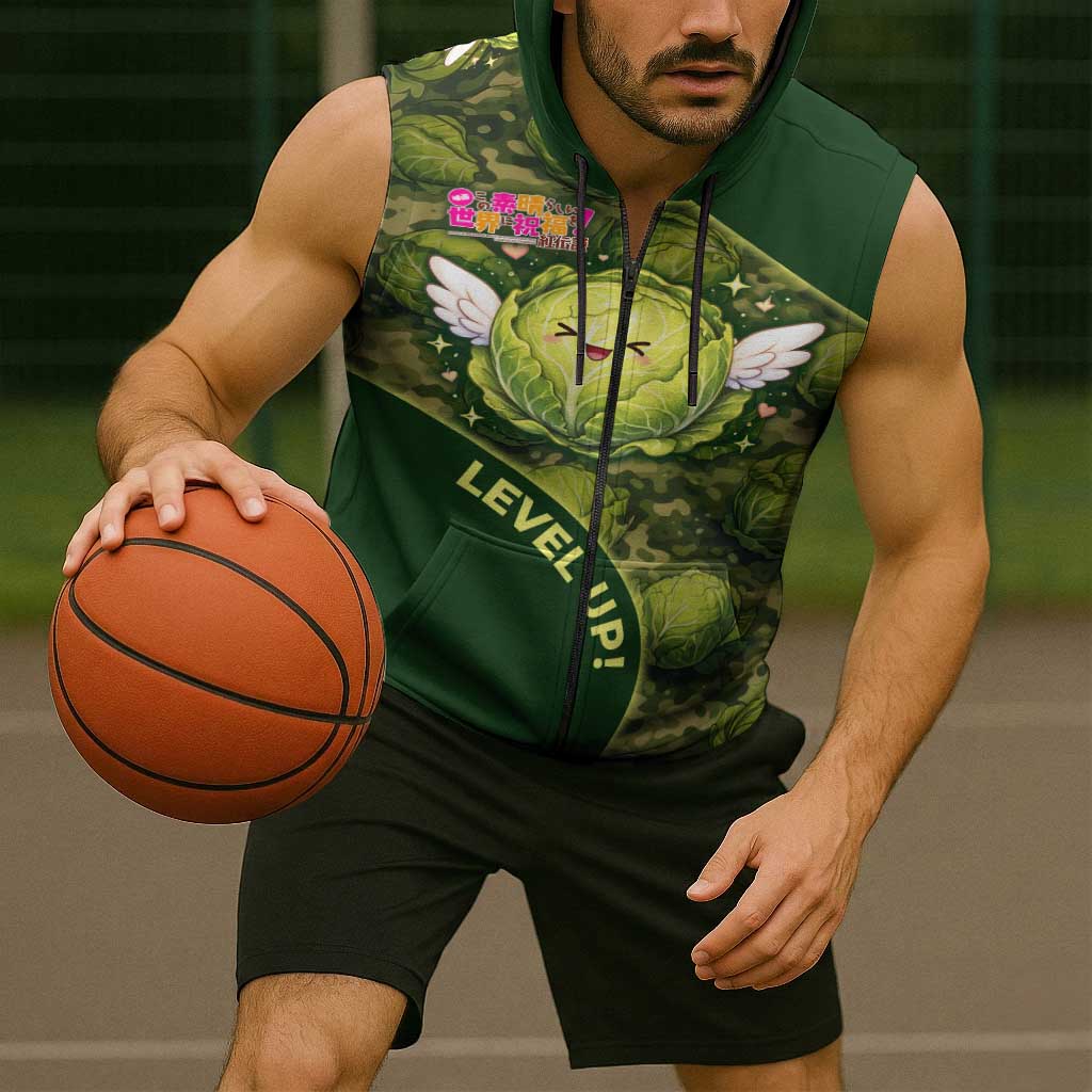The Great Cabbage War Sleeveless Zip Hoodie Whimsical Fantasy Game Art Style