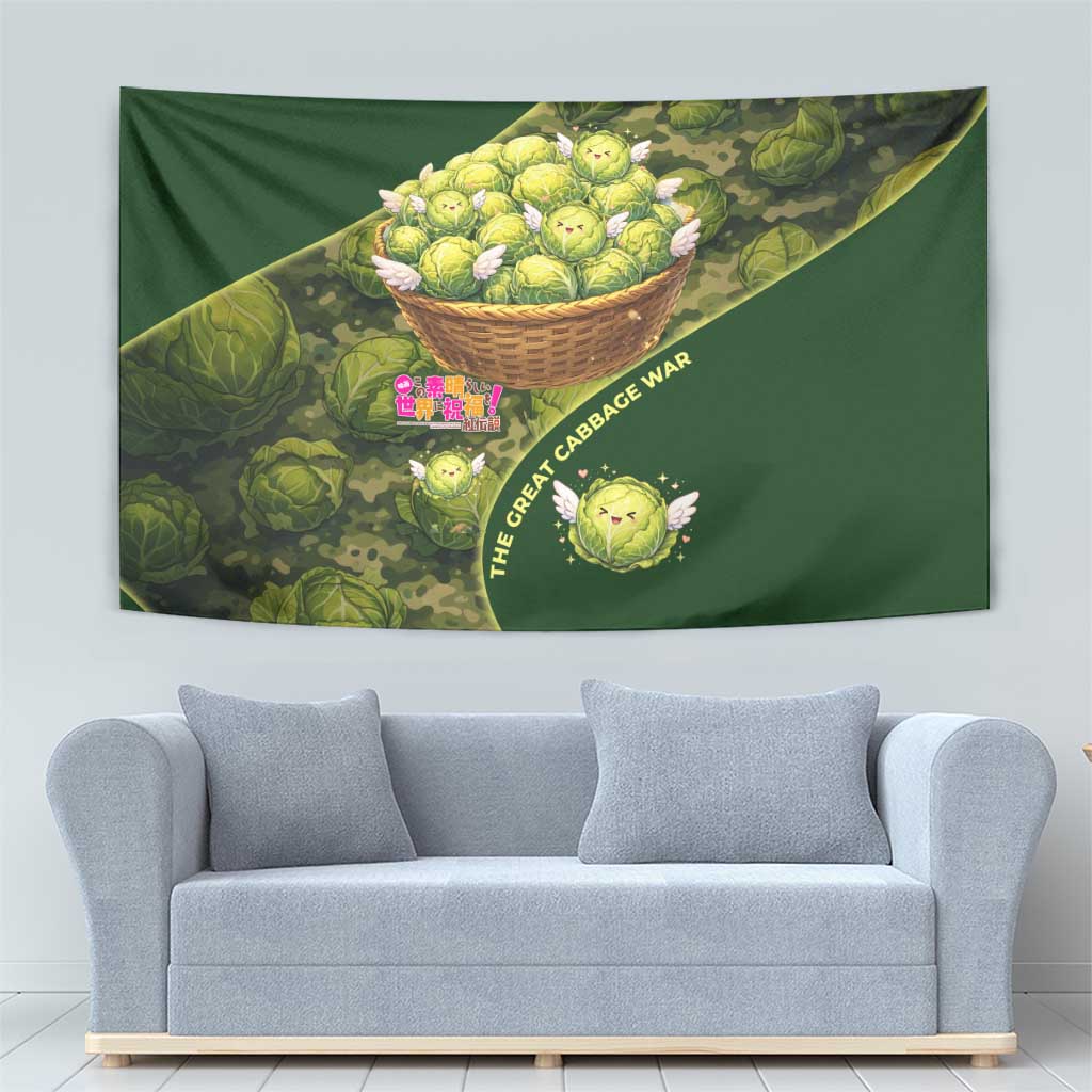 The Great Cabbage War Tapestry Whimsical Fantasy Game Art Style