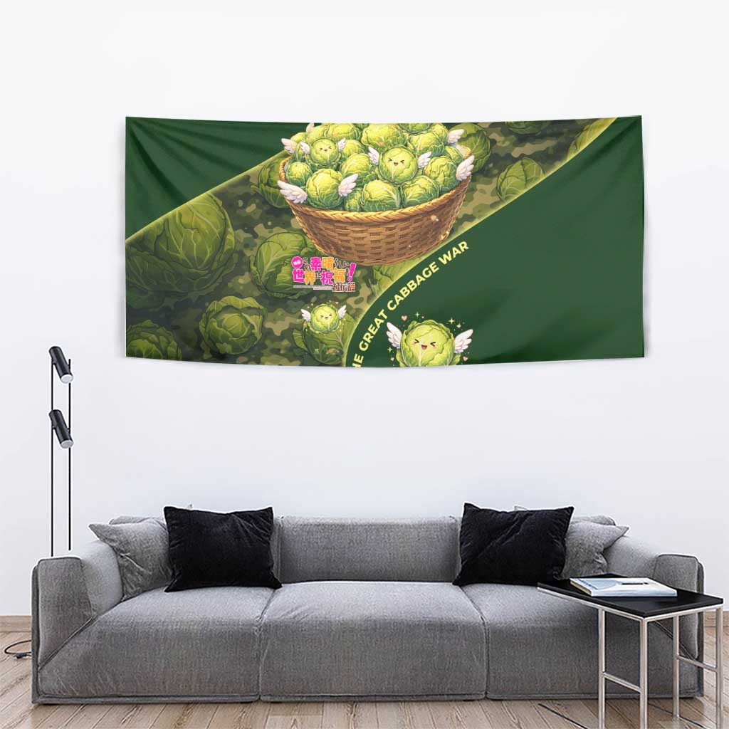 The Great Cabbage War Tapestry Whimsical Fantasy Game Art Style