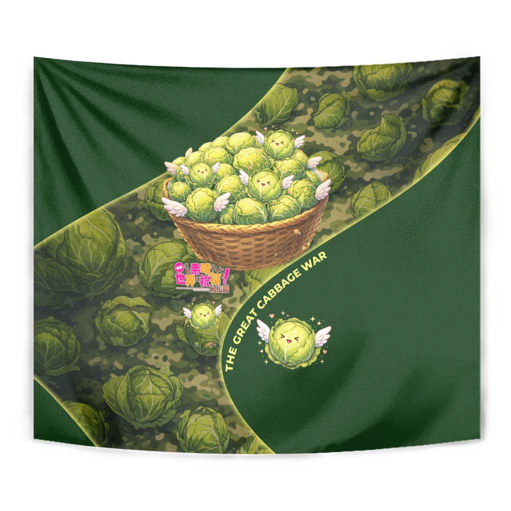 The Great Cabbage War Tapestry Whimsical Fantasy Game Art Style