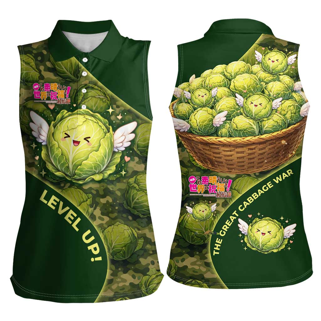 The Great Cabbage War Women Sleeveless Polo Shirt Whimsical Fantasy Game Art Style