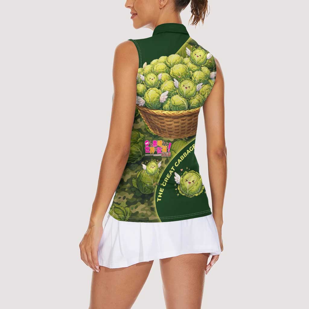 The Great Cabbage War Women Sleeveless Polo Shirt Whimsical Fantasy Game Art Style