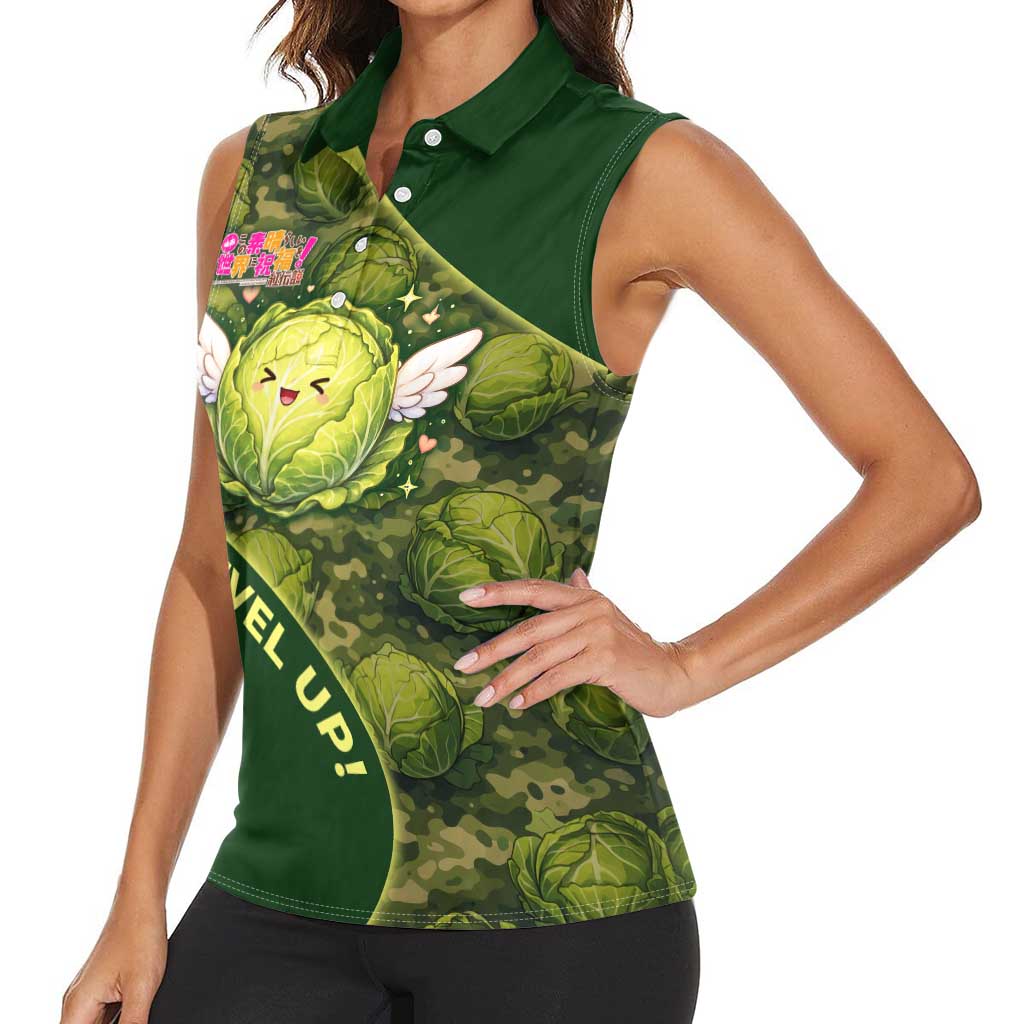 The Great Cabbage War Women Sleeveless Polo Shirt Whimsical Fantasy Game Art Style
