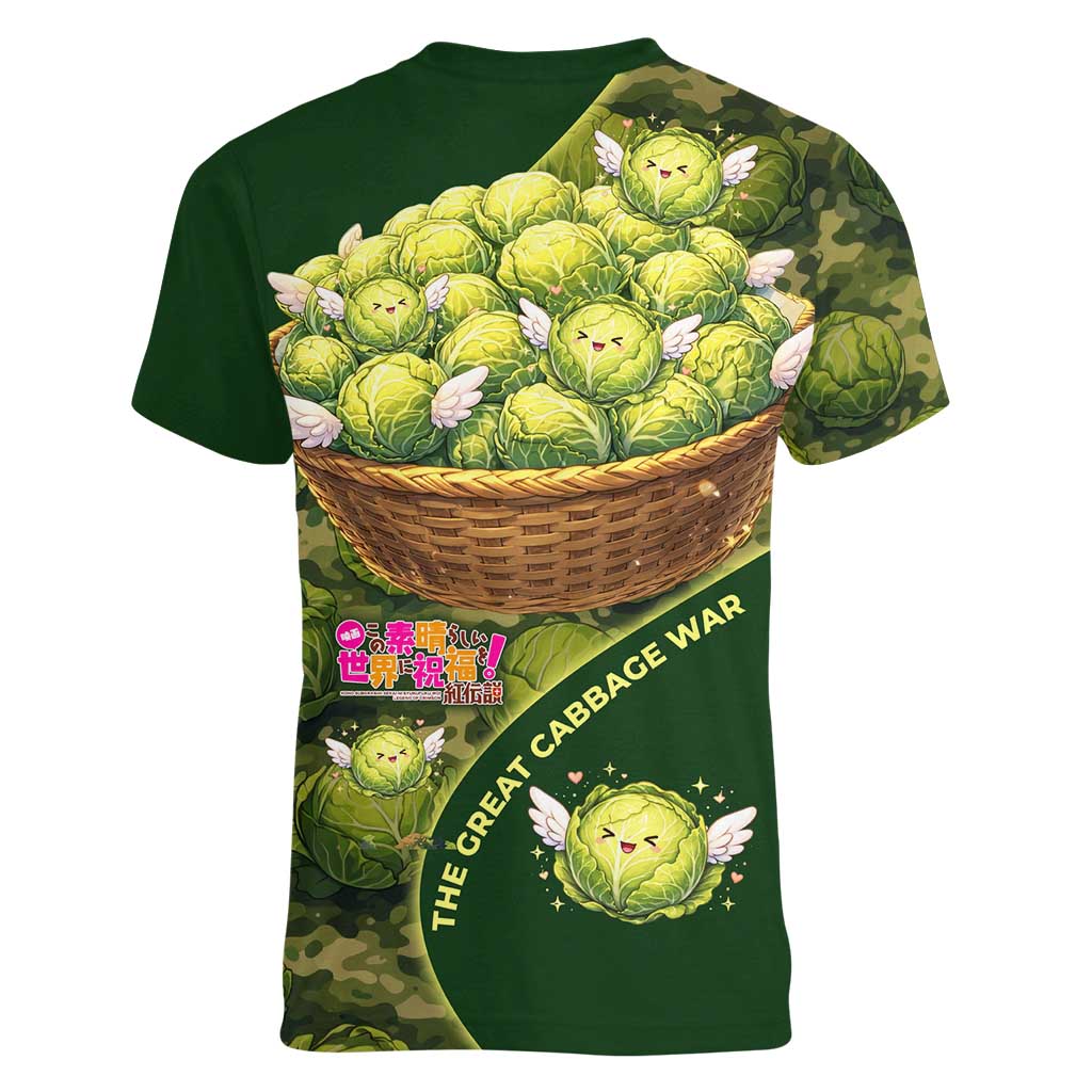 The Great Cabbage War Women V-Neck T-Shirt Whimsical Fantasy Game Art Style