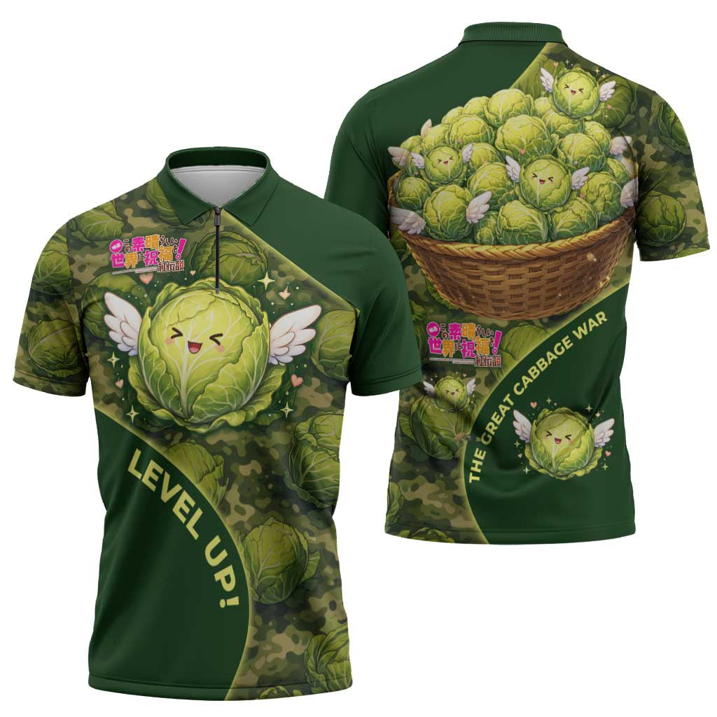 The Great Cabbage War Zipper Polo Shirt Whimsical Fantasy Game Art Style
