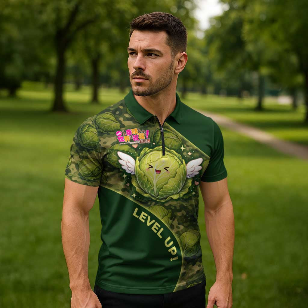 The Great Cabbage War Zipper Polo Shirt Whimsical Fantasy Game Art Style