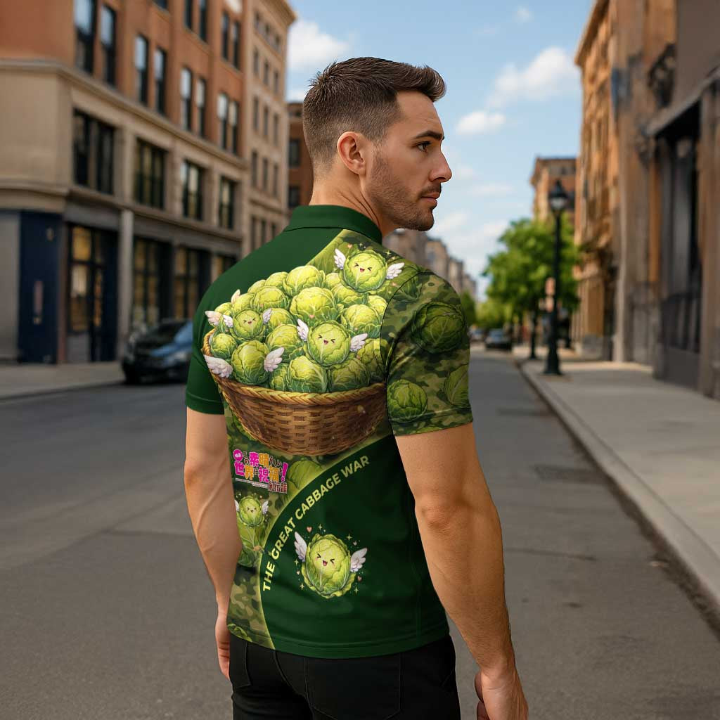 The Great Cabbage War Zipper Polo Shirt Whimsical Fantasy Game Art Style