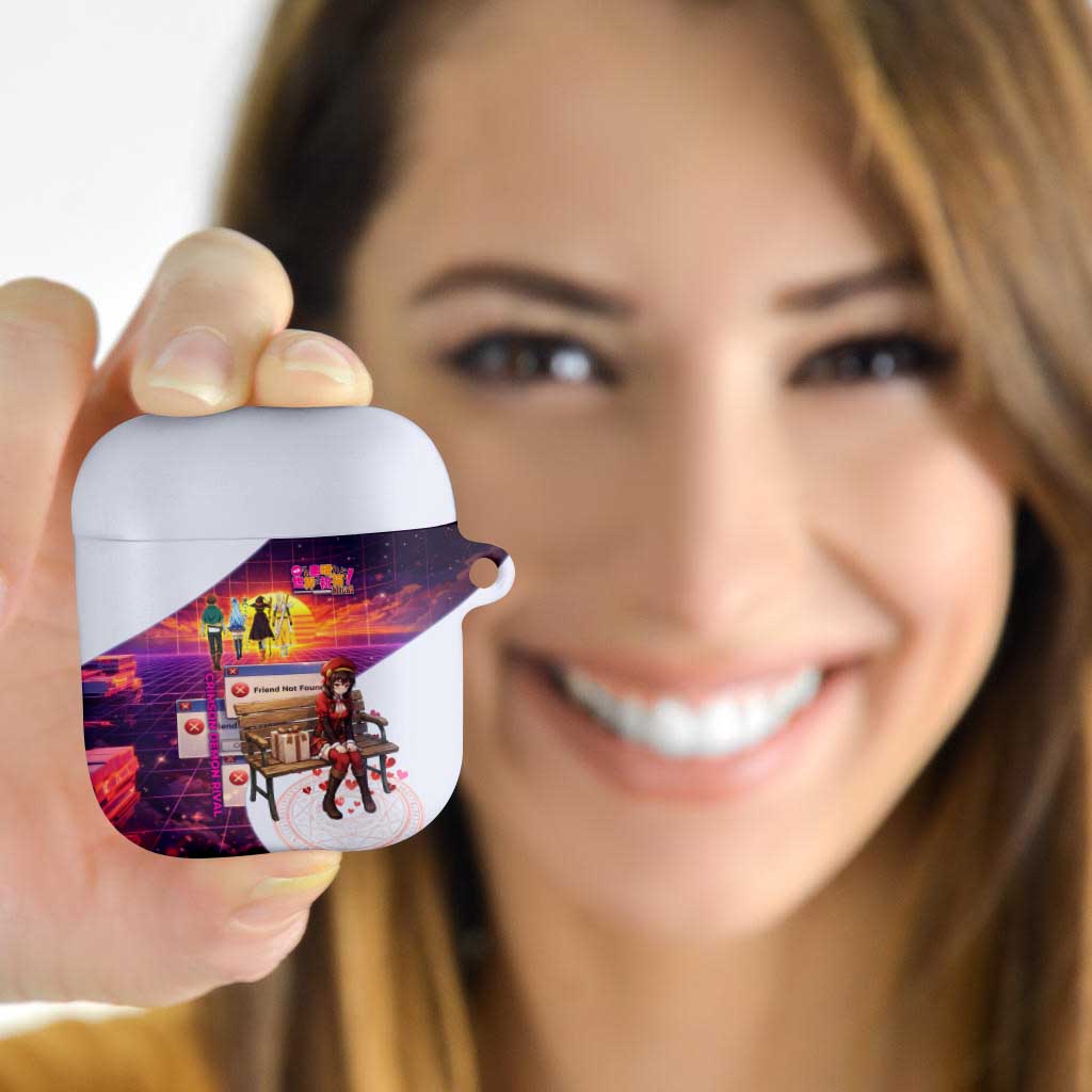 Friend Not Found Konosuba Tribute AirPods Case Vaporwave Digital Nostalgia Style