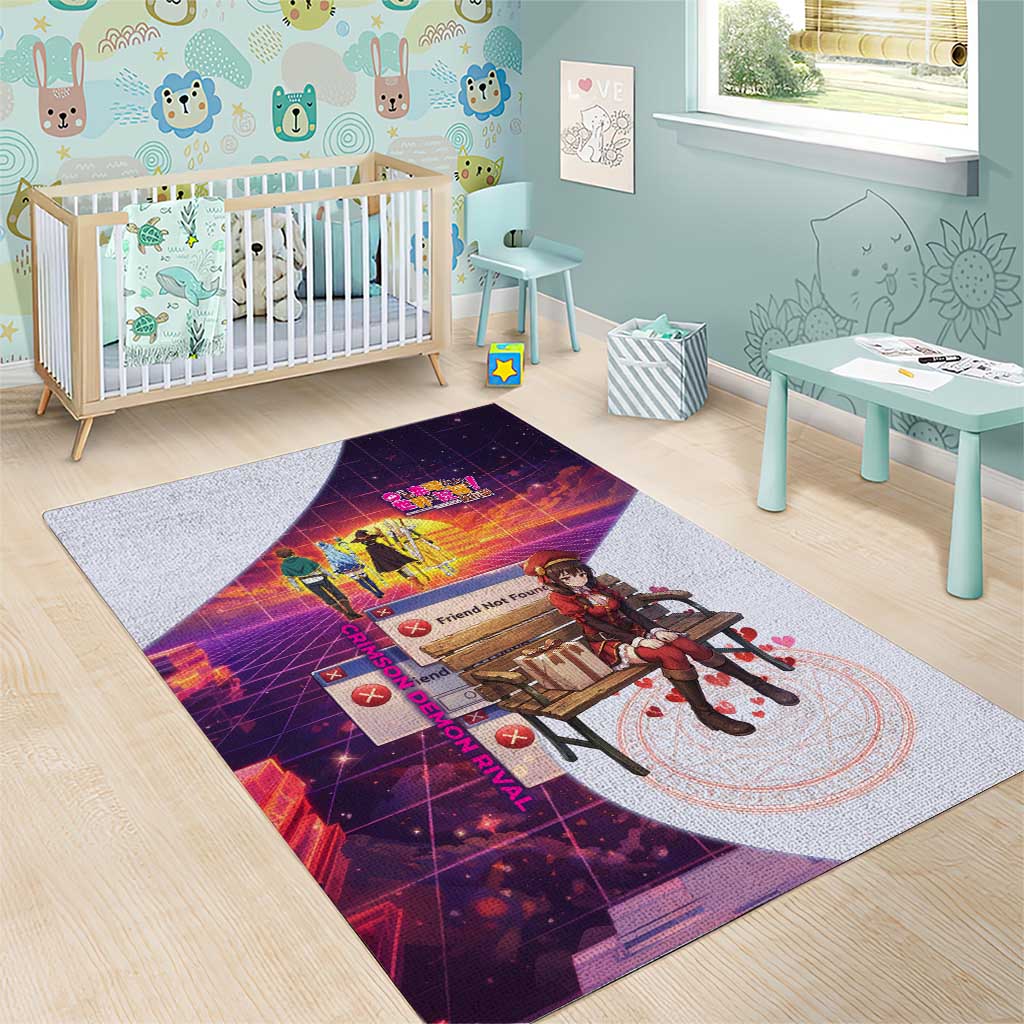 Friend Not Found Konosuba Tribute Area Rug Vaporwave Digital Nostalgia Style