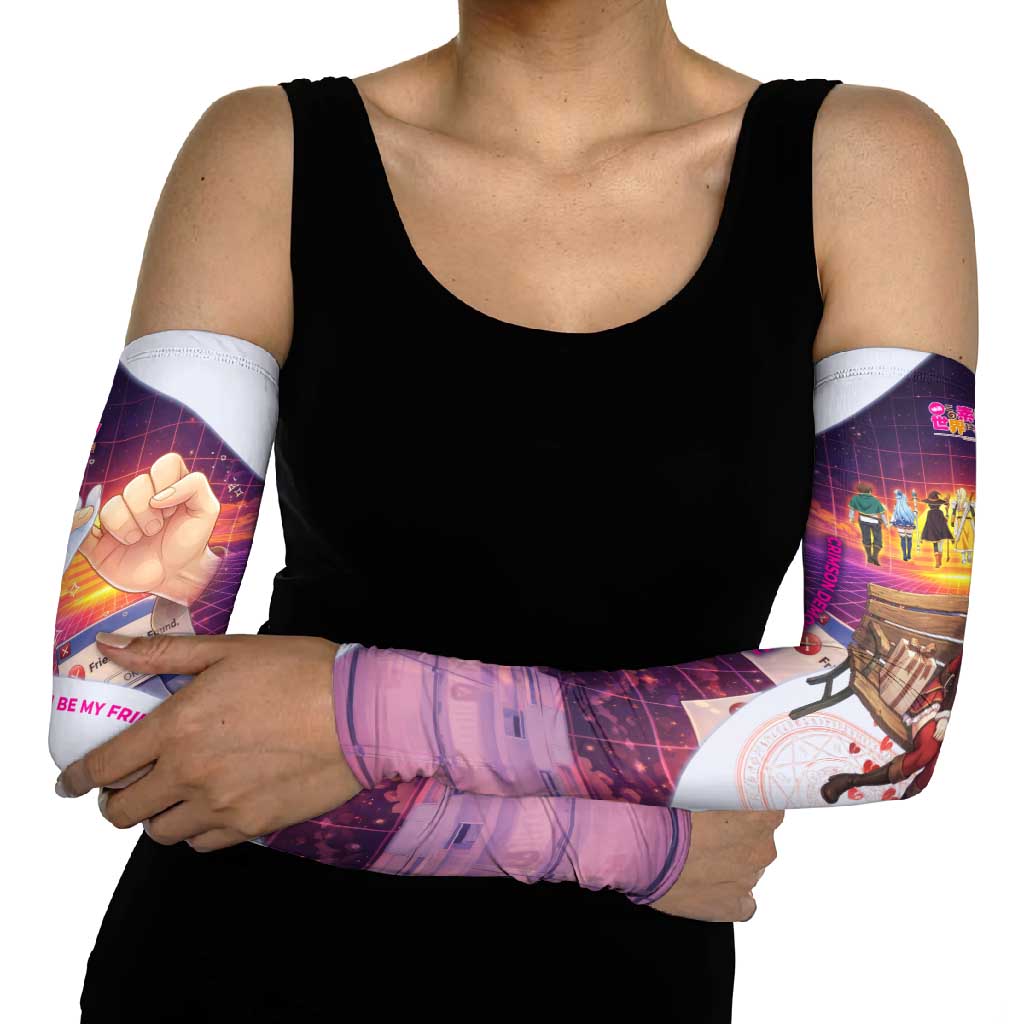 Friend Not Found Konosuba Tribute Arm Sleeves Vaporwave Digital Nostalgia Style