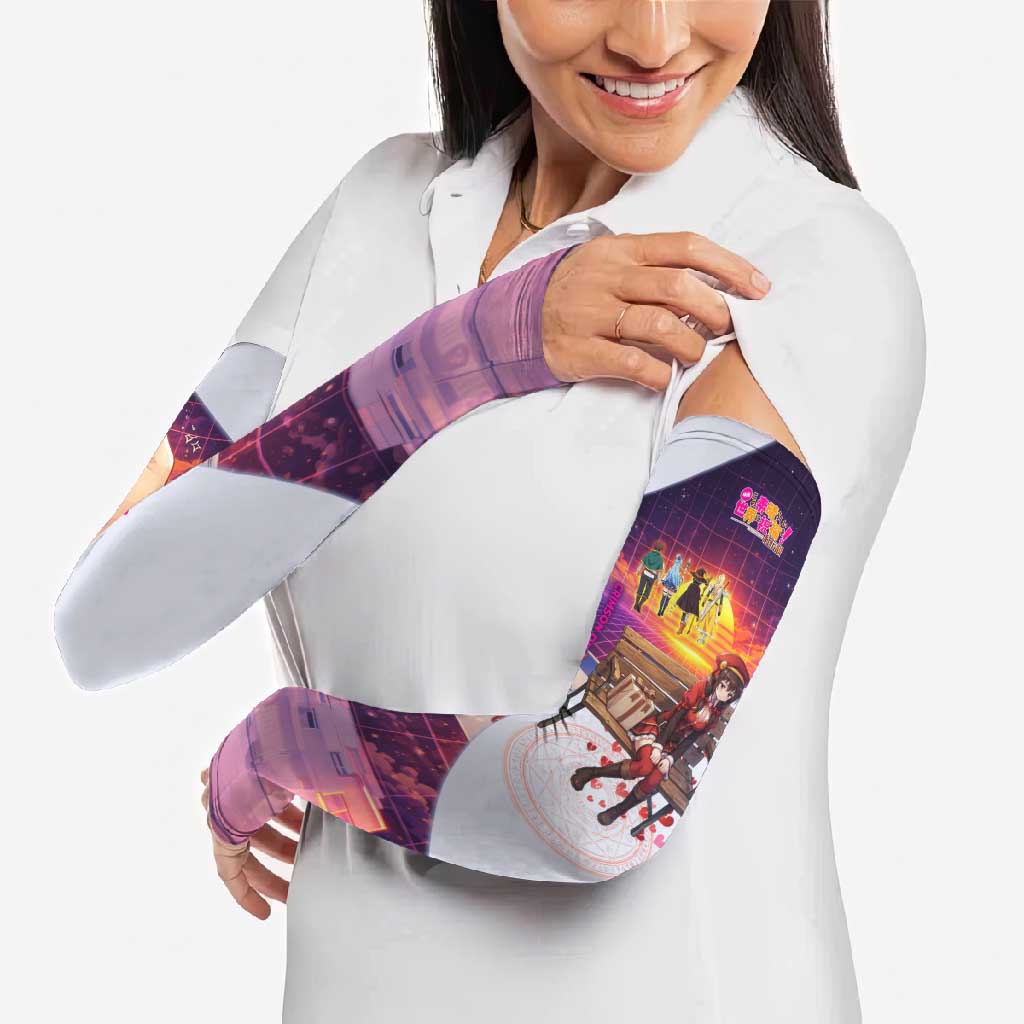 Friend Not Found Konosuba Tribute Arm Sleeves Vaporwave Digital Nostalgia Style
