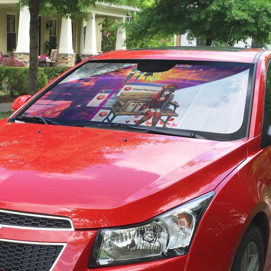 Friend Not Found Konosuba Tribute Auto Sun Shade Vaporwave Digital Nostalgia Style