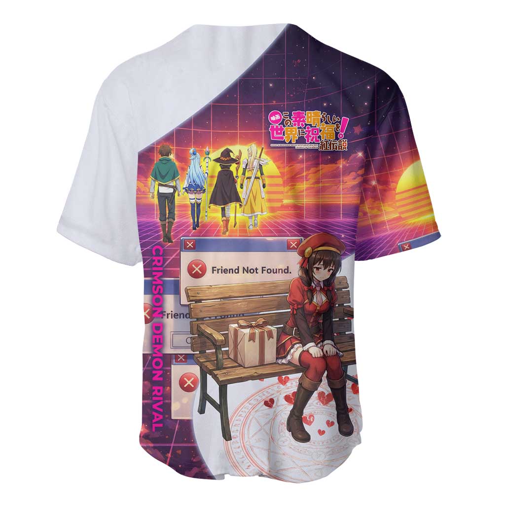 Friend Not Found Konosuba Tribute Baseball Jersey Vaporwave Digital Nostalgia Style