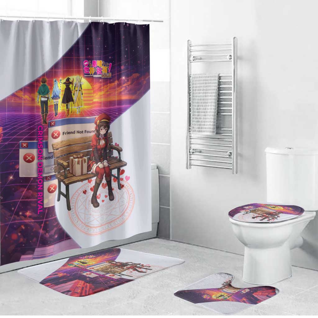 Friend Not Found Konosuba Tribute Bathroom Set Vaporwave Digital Nostalgia Style