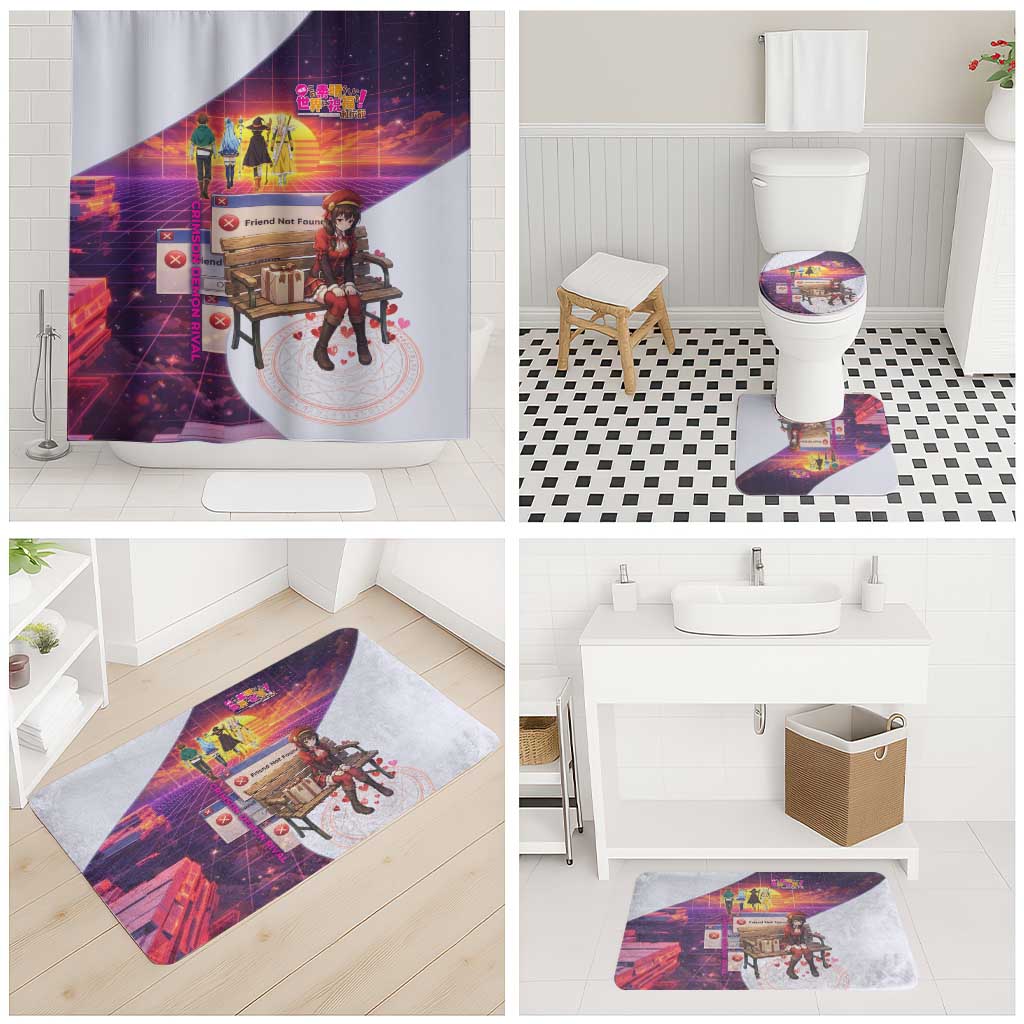 Friend Not Found Konosuba Tribute Bathroom Set Vaporwave Digital Nostalgia Style