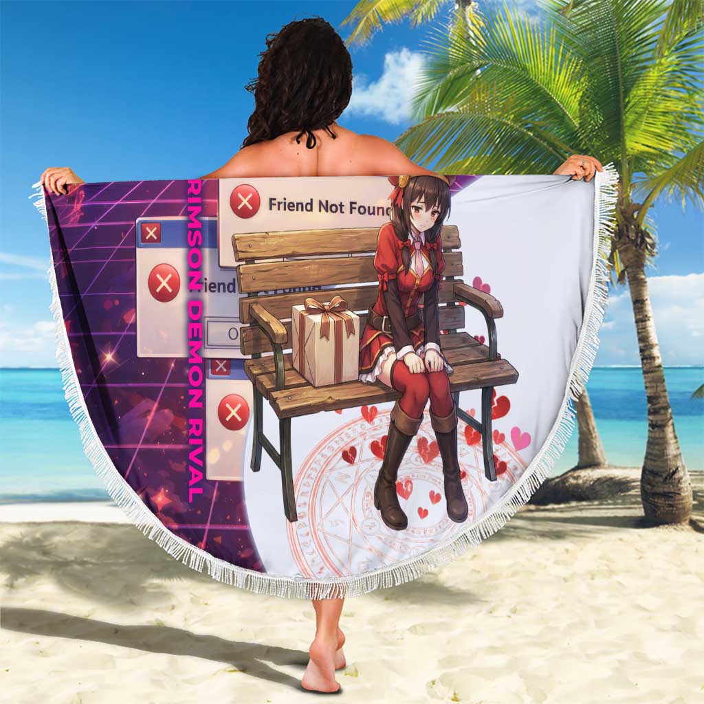 Friend Not Found Konosuba Tribute Beach Blanket Vaporwave Digital Nostalgia Style