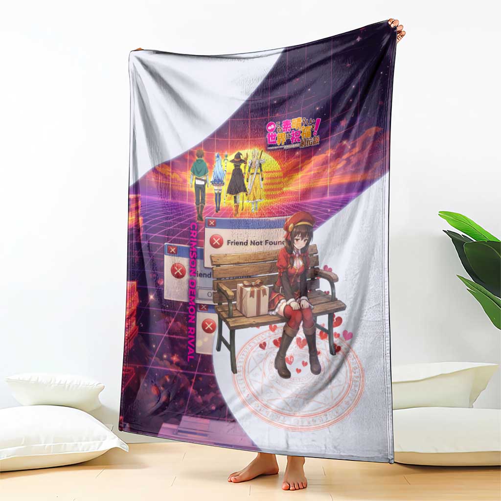 Friend Not Found Konosuba Tribute Blanket Vaporwave Digital Nostalgia Style