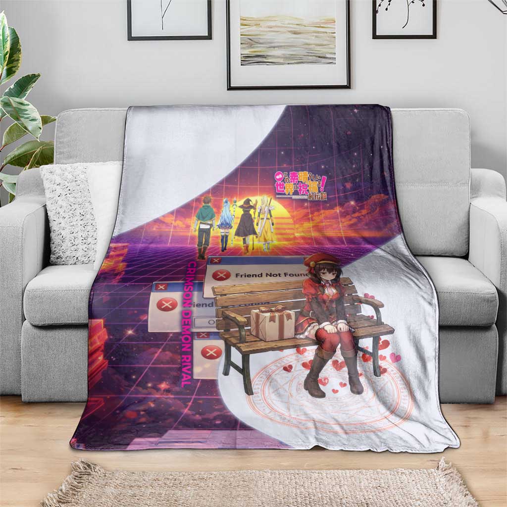 Friend Not Found Konosuba Tribute Blanket Vaporwave Digital Nostalgia Style