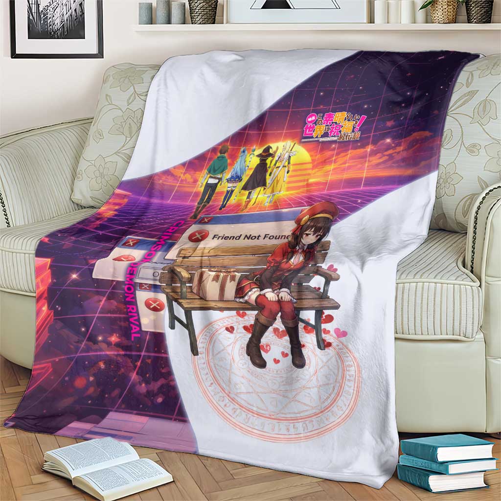 Friend Not Found Konosuba Tribute Blanket Vaporwave Digital Nostalgia Style