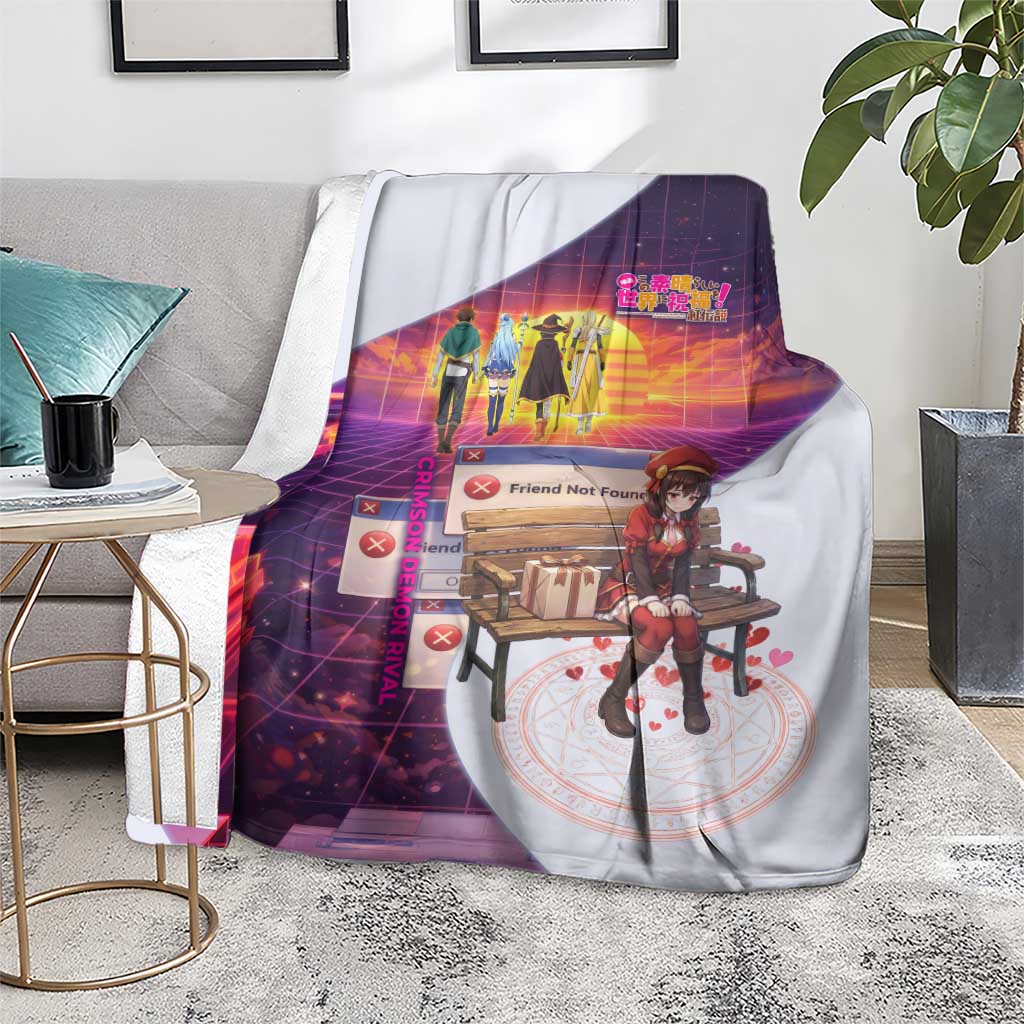 Friend Not Found Konosuba Tribute Blanket Vaporwave Digital Nostalgia Style